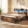 Bed Frame with LED Lights and Power Outlets-King Size