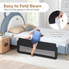 150CM Foldable Baby Bed Rail Guard with Washable Cover and Safety Strap-Black