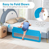 150CM Foldable Baby Bed Rail Guard with Washable Cover and Safety Strap-Blue