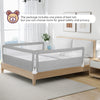 150CM Foldable Baby Bed Rail Guard with Washable Cover and Safety Strap-Silver