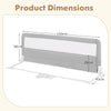 150CM Foldable Baby Bed Rail Guard with Washable Cover and Safety Strap-Silver