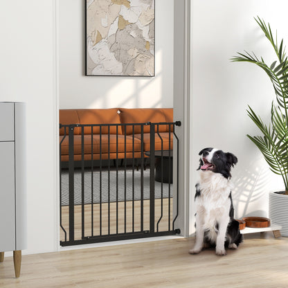 PawHut Wide Dog Safety Gate, with Door Pressure, for Doorways, Hallways, Staircases - Black