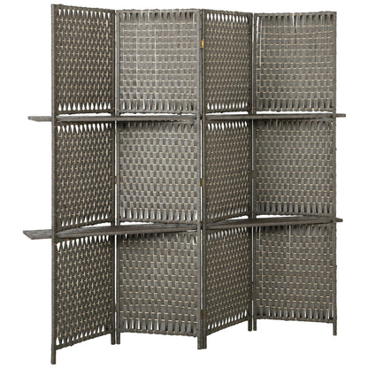 HOMCOM Wave Fibre Freestanding Folding Privacy Screen Panels, Room Divider, Grey