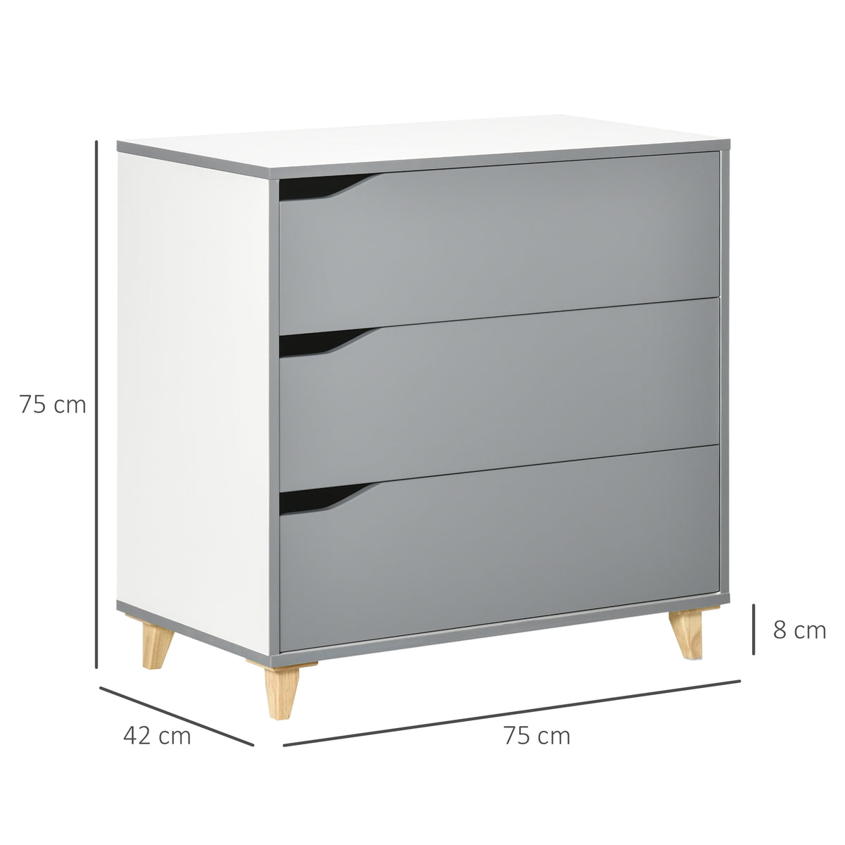 HOMCOM Drawer Chest in Grey