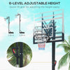 SPORTNOW Six-Level Height Adjustable Freestanding Basketball Hoop and Stand with Wheels, 2.35-3.05m