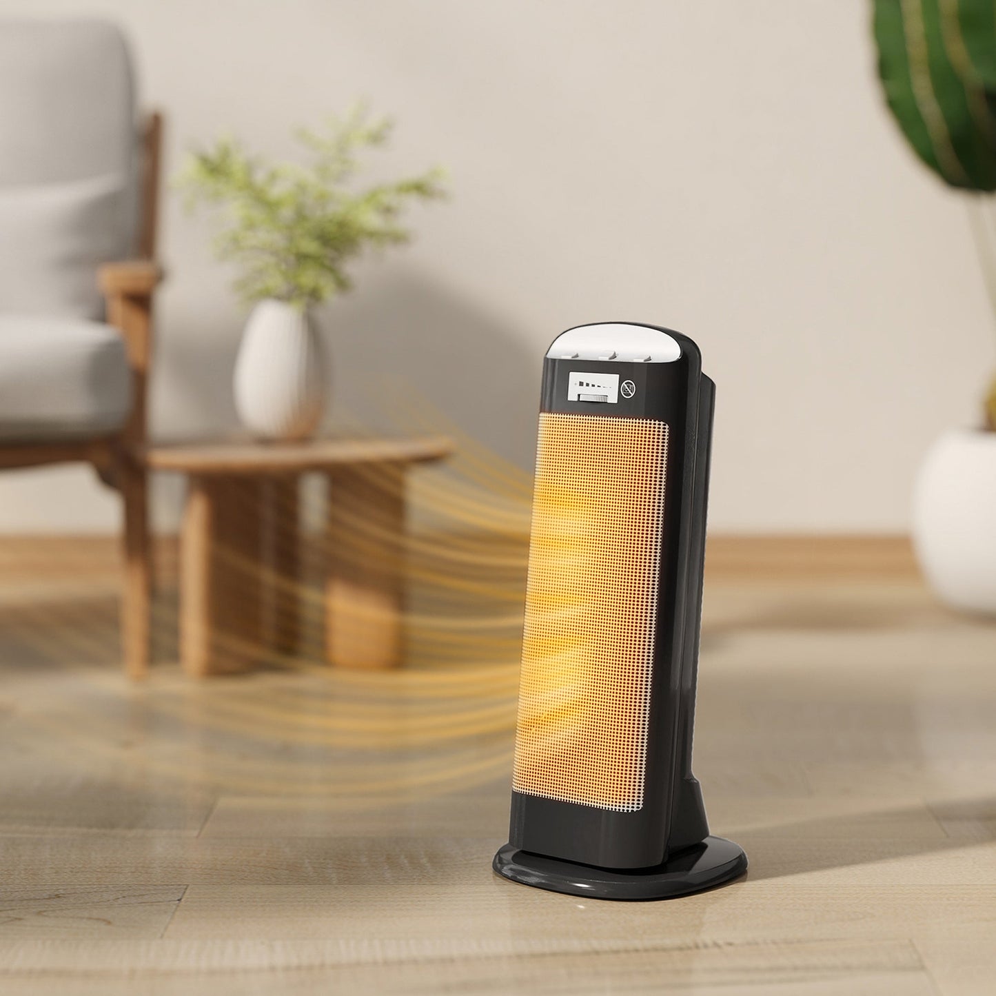 مدفأة سيراميك هوكوم، مدفأة كهربائية بمروحة 2000 واط بـ 4 أوضاع، ترموستات قابل للتعديل، تأرجح 55 درجة، حماية ضد الانقلاب والسخونة الزائدة لغرفة النوم والمكتب المنزلي، أسود
