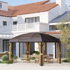 Outsunny 3 x 4m Hardtop Gazebo Canopy with Metal Roof, Aluminium Gazebo Permanent Pavilion with Netting and Curtains, Brown