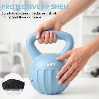 SPORTNOW Kettlebell لتدريب القوة، جرس غلاية بمقبض غير قابل للانزلاق 6 كجم أزرق
