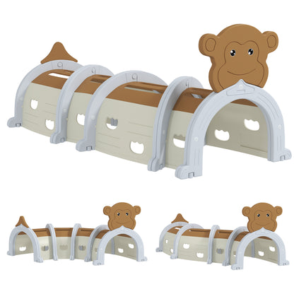 AIYAPLAY Monkey-Design Kids Play Tunnel for Crawling in Brown