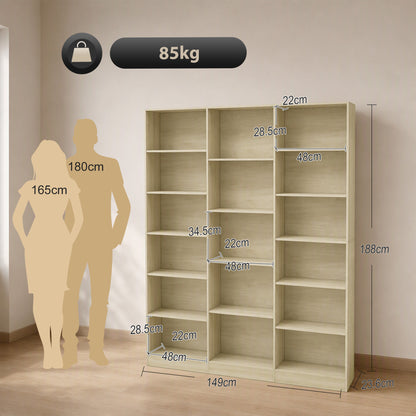 HOMCOM Bookcase with Open Storage in Oak