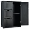1-Door Freestanding Bathroom Cabinet with 3 Drawers-Black
