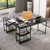 Wooden Industrial L-Shaped Desk with Storage Shelves-Black