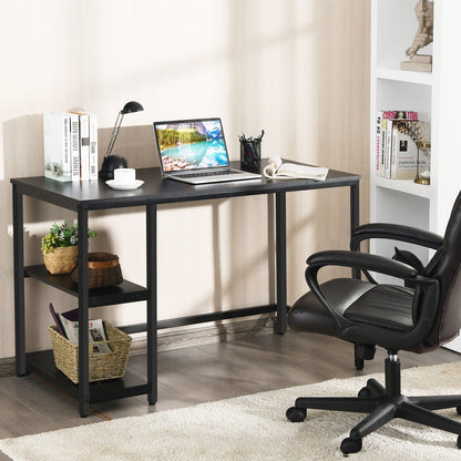 Industrial Computer Desk with Storage Sheves-Black