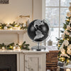 20CM Rotating Metallic Black World Globe with Metal Stand for Home School-Silver