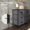 HOMCOM Fabric Chest of Drawers, Industrial Bedroom Dresser with 6 Fabric Drawers, Steel Frame and Wooden Top for Nursery, Living Room, Hallway, Black