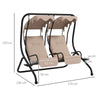 Outsunny Two-Seat Garden Swing Chair, with Protective Canopy - Beige