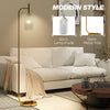 HOMCOM LED Floor Lamp for Living Room with Glass Lampshade, Modern Standing Lamp with Foot Switch, Adjustable Brightness, 2700K for Bedroom, Gold Tone