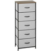 HOMCOM Fabric Chest of Drawers, Industrial Bedroom Dresser with 5 Fabric Drawers, Steel Frame and Wooden Top for Nursery, Living Room, Hallway, Grey