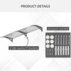 Outsunny Front Door Canopy Outdoor Awning Aluminium Rigid Plastic Polycarbonate Rain Shelter UV Water Rain Resistant 196 x 75cm Clear