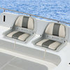 Folding Low Back Boat Seat with Mounting Hardware for Fishing-Grey