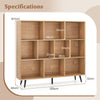 10-Cube Bookcase 120 CM Mid Century Modern Storage Organizer-Natural
