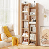 Bookshelf 11-Tier Bookcase with Anti-Tipping Kits Wood Display Shelf-Natural