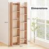 Bookshelf 11-Tier Bookcase with Anti-Tipping Kits Wood Display Shelf-Natural