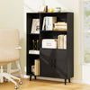 Bookcase with 5 Open Compartments and Double Doors Storage Cabinet-Black