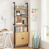 Bookcase with Rattan Cabinet and Adjustable Shelf-Natural