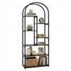 Bookshelf Industrial Arched Bookcase with 7 Open Shelves-Rustic Brown