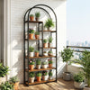 Bookshelf Industrial Arched Bookcase with 7 Open Shelves-Rustic Brown