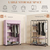 HOMCOM Fabric Wardrobe w/ Shelves Hanging Rail Foldable Wardrobe Pink