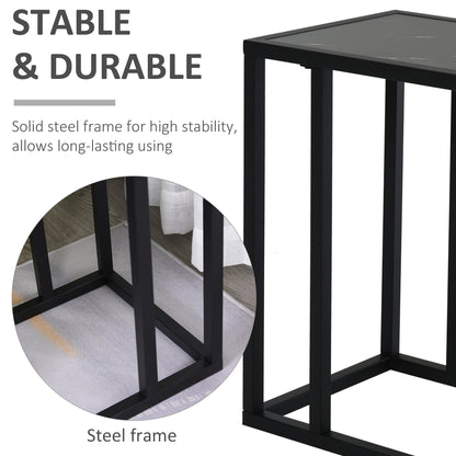 HOMCOM C Shape Bedside Table in Black