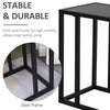 HOMCOM C Shape Bedside Table w/Metal Frame Marble-Effect Top Sofa Narrow Snack End Table for Living Room, Black