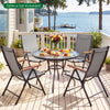 Breathable Fabric Folding Patio Chairs Set of 4-Grey