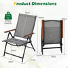 Breathable Fabric Folding Patio Chairs Set of 4-Grey