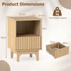 Brooklyn Fluted Nightstand Modern Wooden Night Stand with Open Compartment-Natural