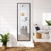 Full Length Wall-Mounted Mirror with Height Adjusting Hooks-Brown