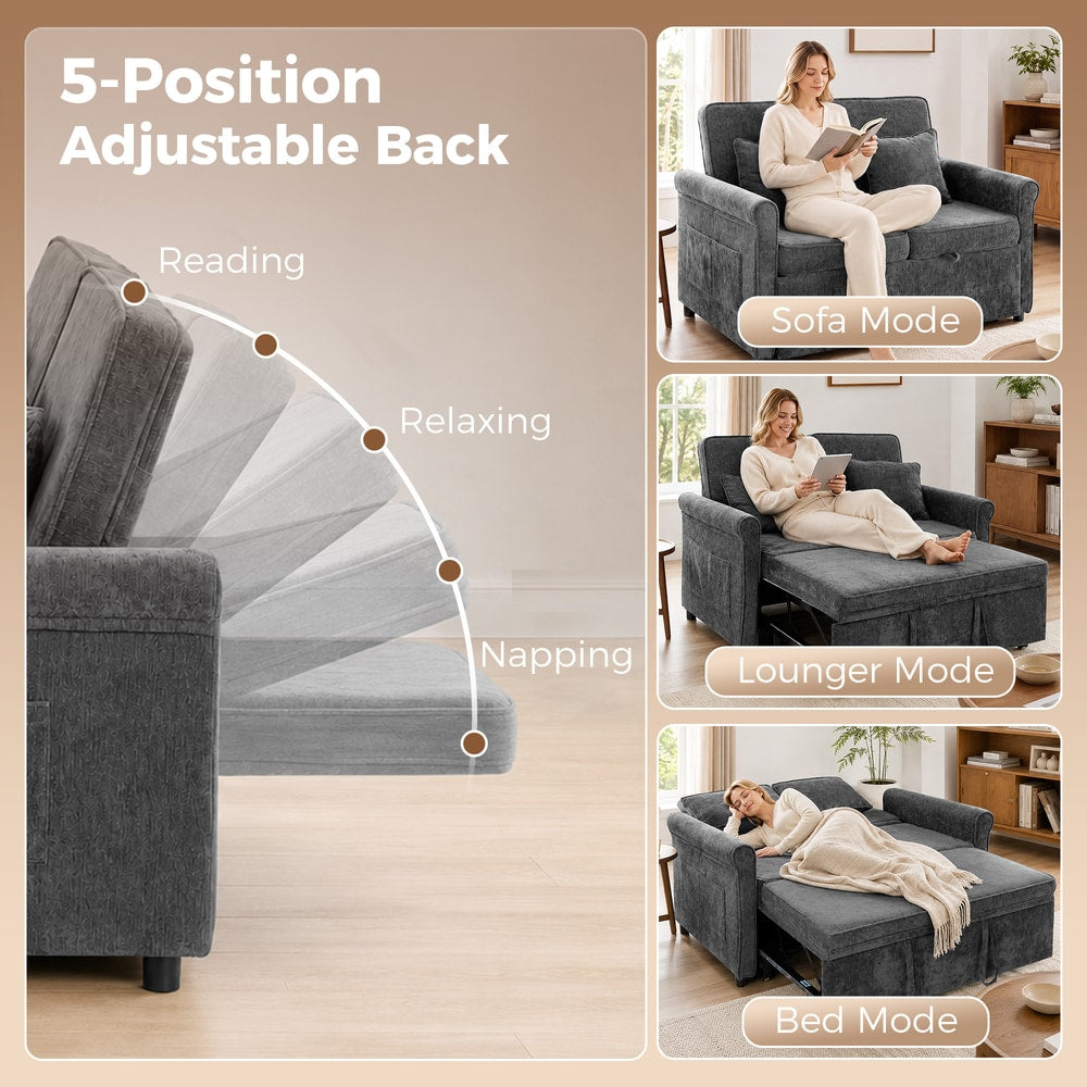 HOMCOM 2 Seater Sofa Bed in Grey