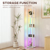 HOMCOM RGB LED Floor Lamp with Shelves, Modern Dimmable Standing Lamp with Remote Control, Adjustable Brightness & Speed for Living Room, Bedroom, Office, White