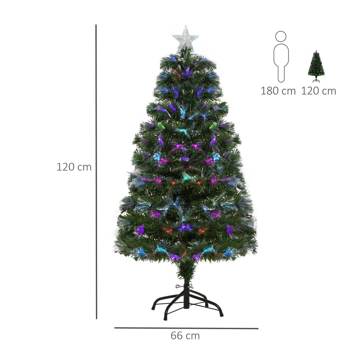 HOMCOM 4FT Multicoloured Artificial Christmas Tree in Green