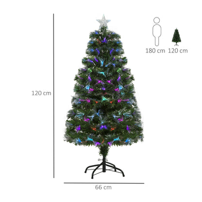 HOMCOM 4FT Multicoloured Artificial Christmas Tree in Green