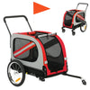 PawHut 2-In-1 Dog Bike Trailer Pet Stroller with Universal Wheel Reflector Flag Red
