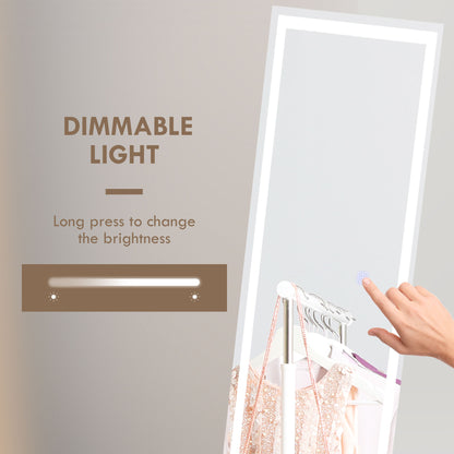 HOMCOM Standing Dressing Mirror with LED Lights in White