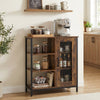 Buffet Cabinet with Adjustable Shelves and Carbon Steel Frame for Living Room-Rustic Brown