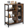 Buffet Cabinet with Adjustable Shelves and Carbon Steel Frame for Living Room-Rustic Brown