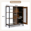 Buffet Cabinet with Adjustable Shelves and Carbon Steel Frame for Living Room-Rustic Brown