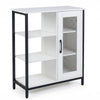Buffet Cabinet with Adjustable Shelves and Carbon Steel Frame for Living Room-White