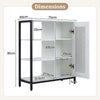 Buffet Cabinet with Adjustable Shelves and Carbon Steel Frame for Living Room-White