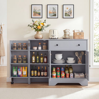 Buffet Cabinet with Storage with 3 Doors Drawers and Shelves-Grey